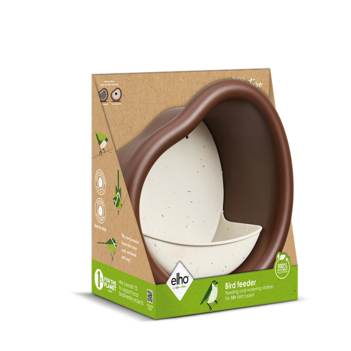 organic mangeoire à oiseaux 25cm marron châtaigne